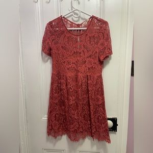 NWOT Mi ami from Francesca’s boutique burnt orange lace dress, size M
